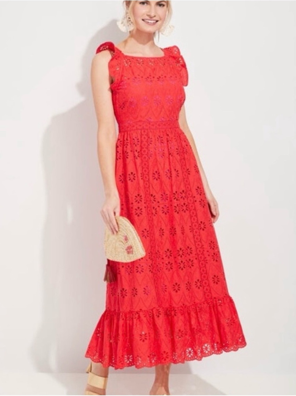 Vineyard Vines Coral Eyelet Maxi Dress Size 2